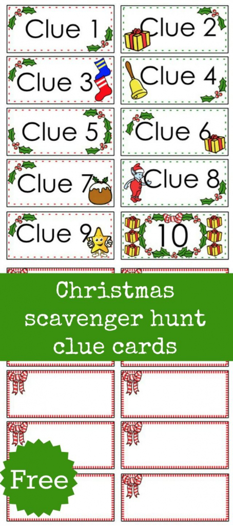 Christmas Scavenger Hunt Free Printable Clue Cards For Kids | Treasure Hunt Printable Clue Cards