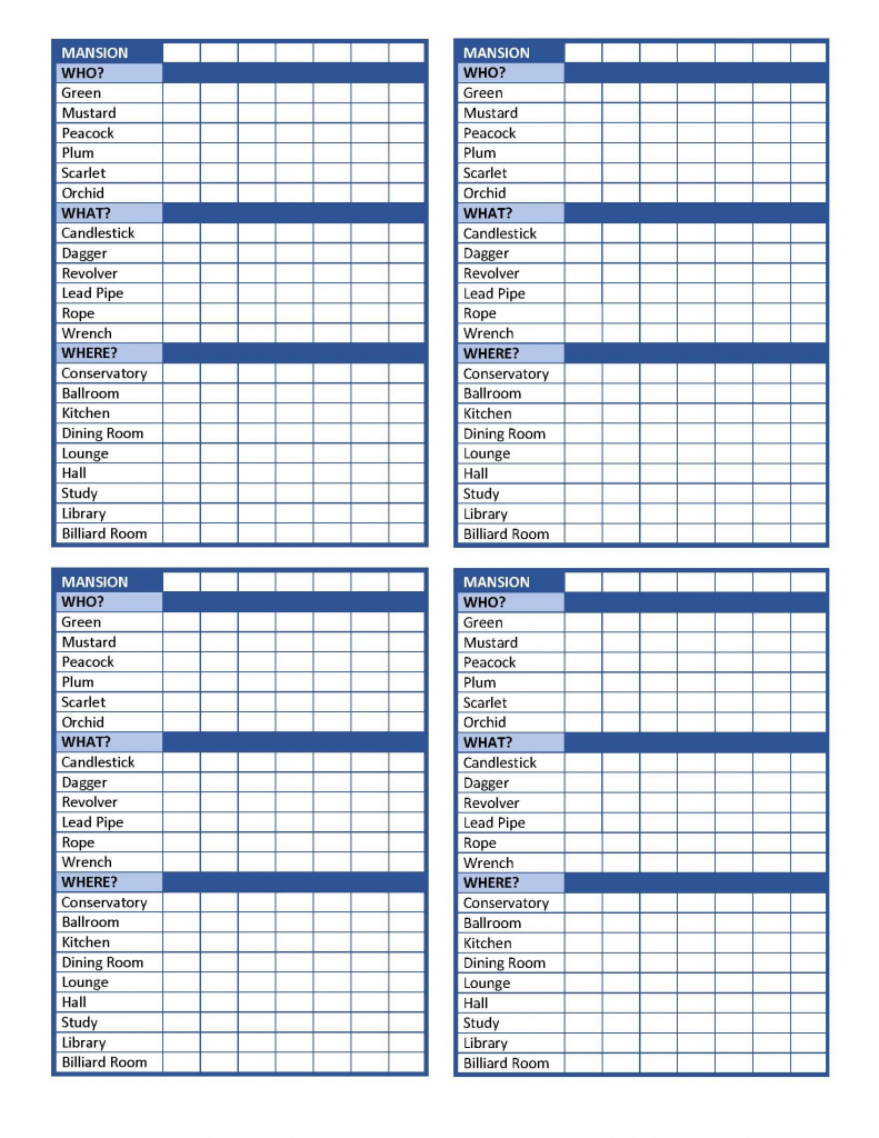 Free Printable Clue Score Sheets Printable Word Searches