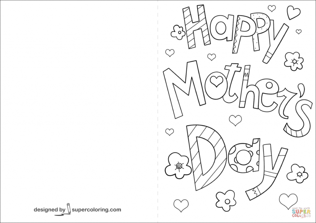 Coloring Pages For Mothers Day Happy Mother S Card Page Free | Free Spanish Mothers Day Cards Printable