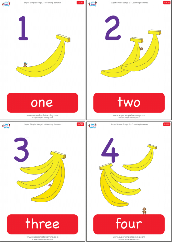 Counting Bananas Flashcards - Super Simple | Counting Flash Cards Printable