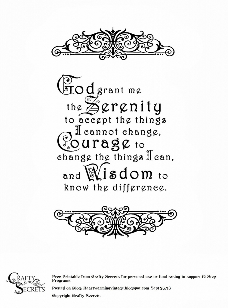 Crafty Secrets Heartwarming Vintage Ideas And Tips: Free Serenity | Printable Serenity Prayer Cards