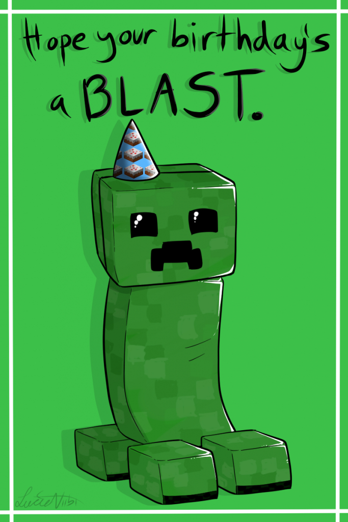 Minecraft Creeper Birthday Card