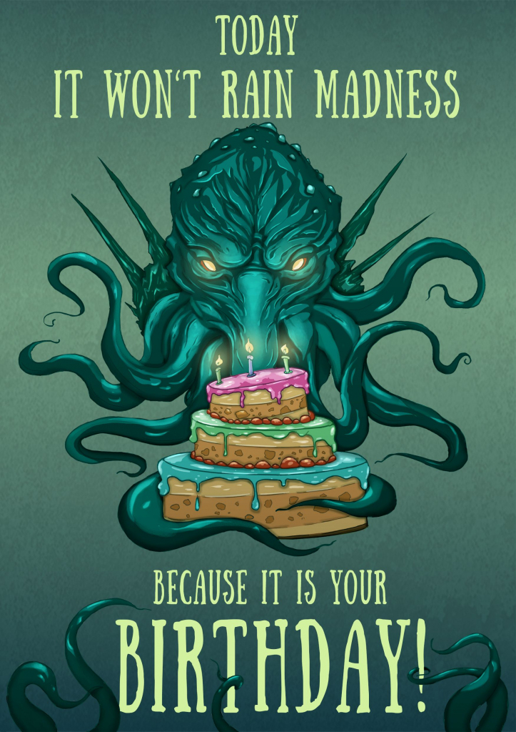 Cthulhu Birthday Card, Lovecraft Birthday Card, Nerdy Birthday Card | Nerdy Birthday Cards Printable