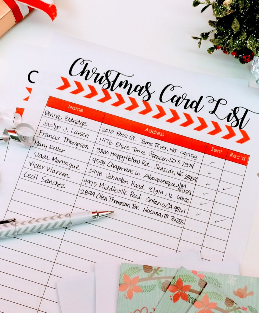 Cupcake Wishes &amp;amp; Birthday Dreams: Christmas Card List And Tracker | Printable Christmas Card List