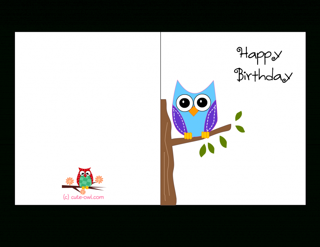 Cute Owl Sitting On A Branch Happy Birthday Card | Favorite | Happy Birthday Card Printable