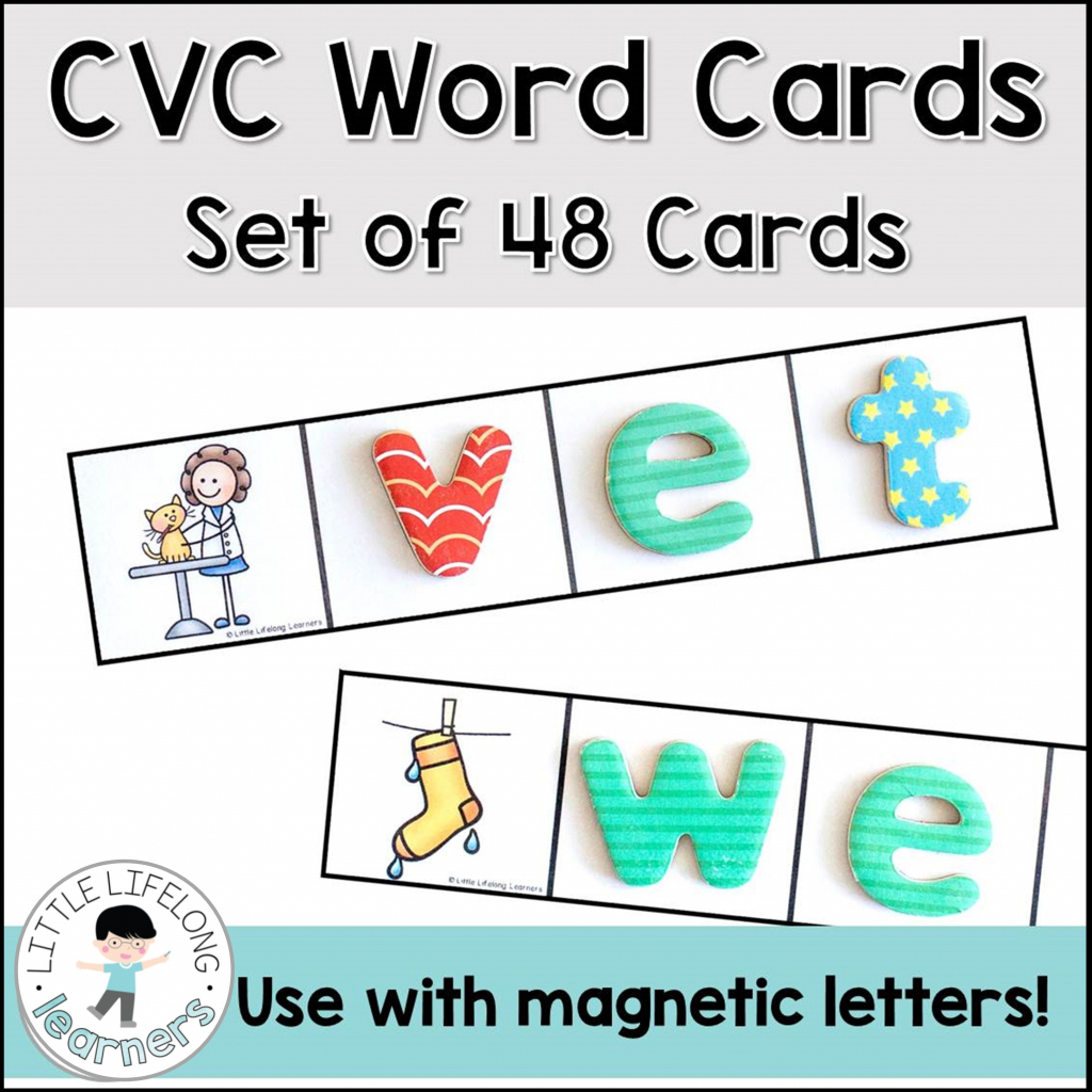 Cvc Word Cards For Magnetic Letters - Little Lifelong Learners | Cvc Picture Cards Printable
