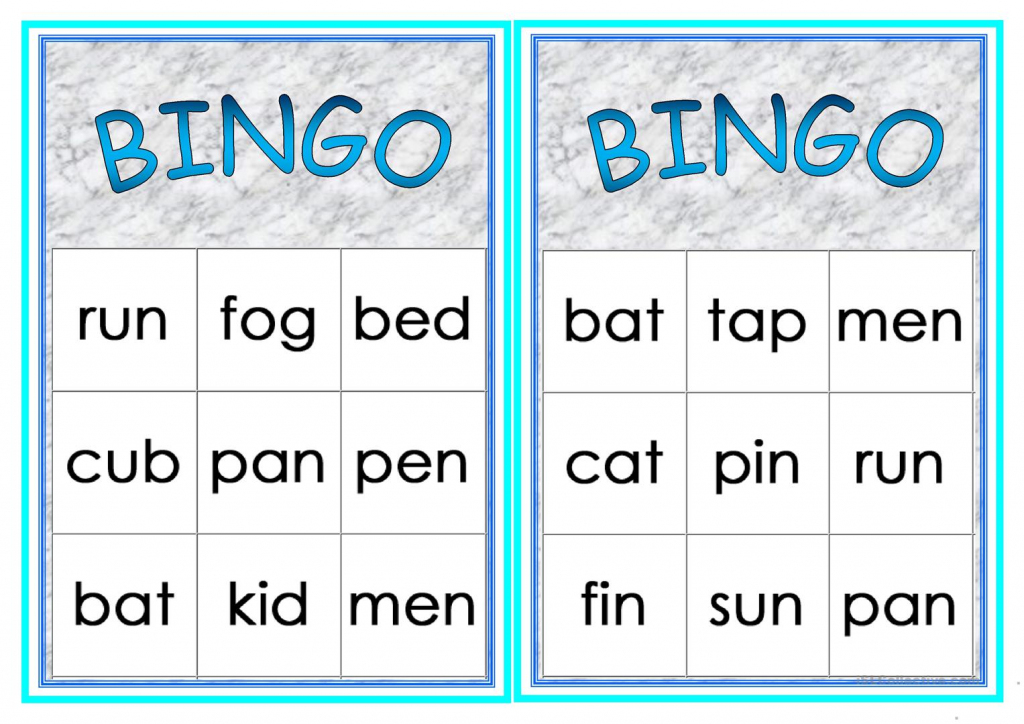 Cvc Words Bingo Worksheet - Free Esl Printable Worksheets Made | Printable Cvc Word Cards