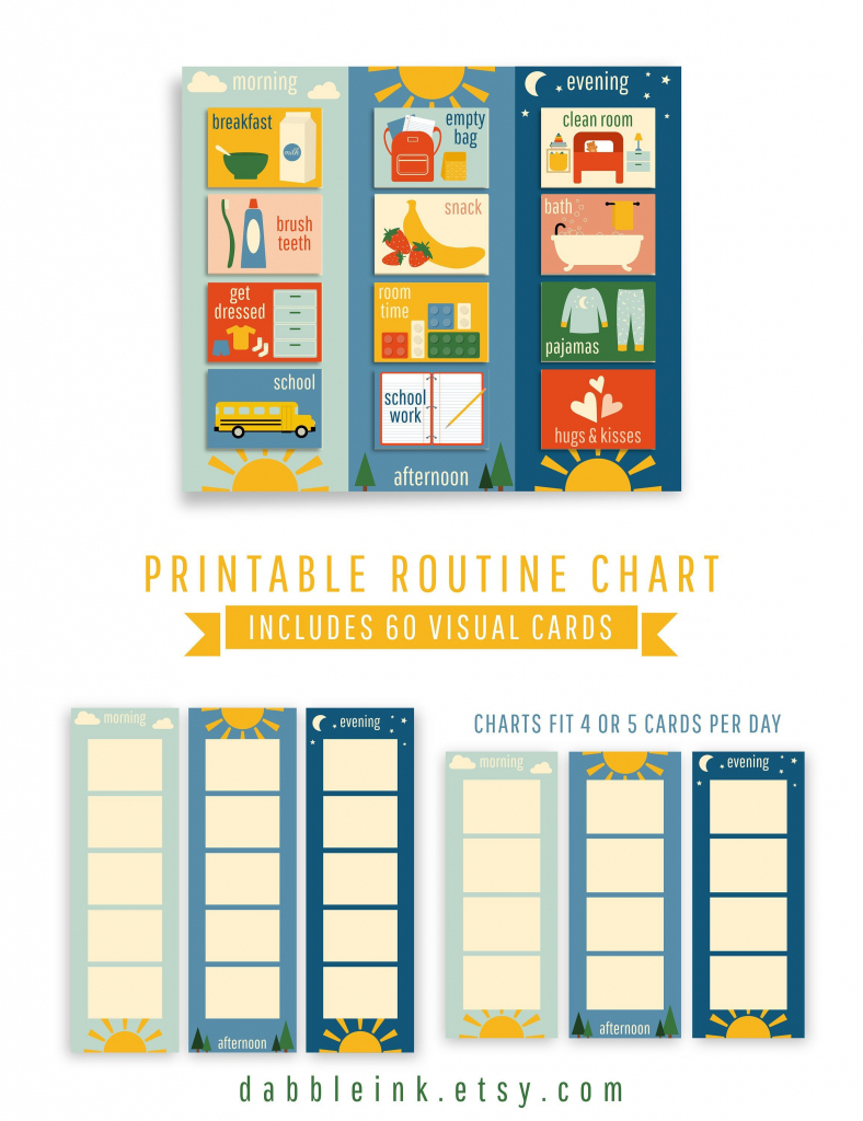 Daily Routine Chart I 60 Cards I Toddler Visual Routine I | Etsy | Printable Routine Cards For Toddlers