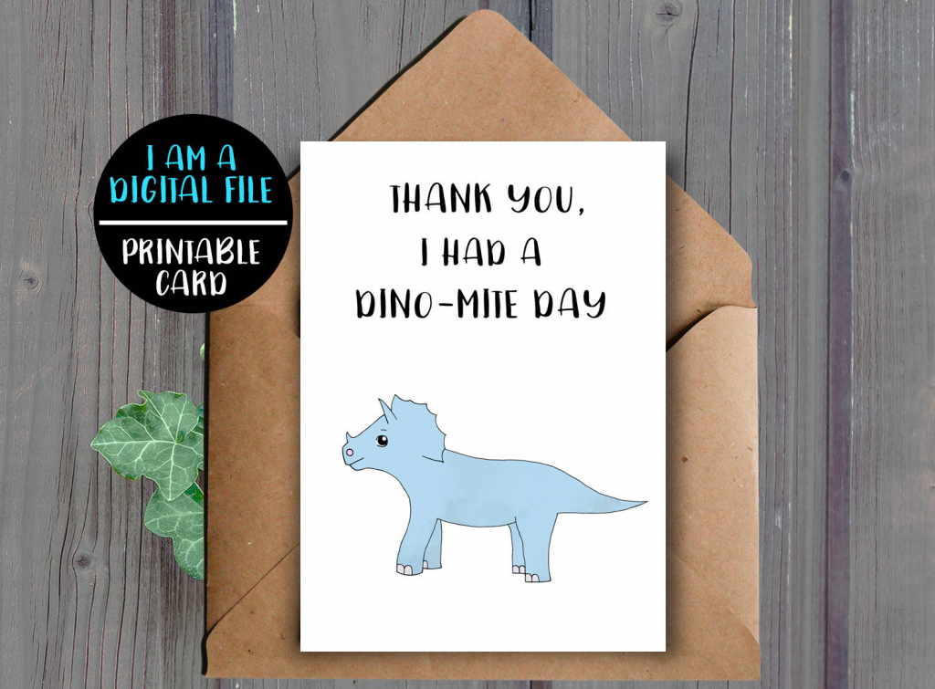 Digital Download Printable Dinosaur Thank You Card | Etsy | Dinosaur Thank You Cards Printable