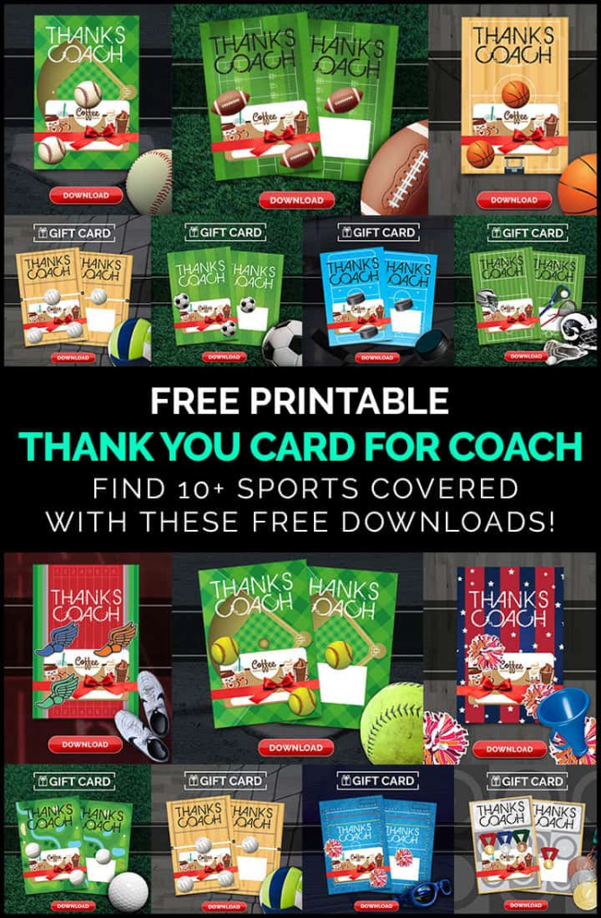 Diy Coach Gifts: Printable Thank You Card For Coach | Free Printable Soccer Thank You Cards