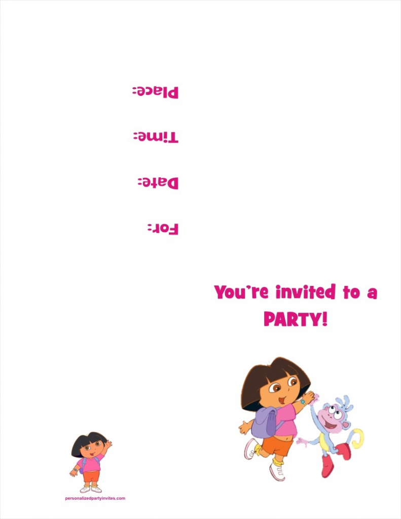 Dora The Explorer Free Printable Birthday Party Invitation | Free Printable Personalized Birthday Invitation Cards