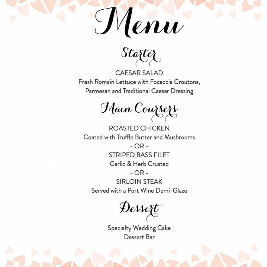 Download A Free Wedding Menu Template | Free Printable Wedding Menu Card Templates