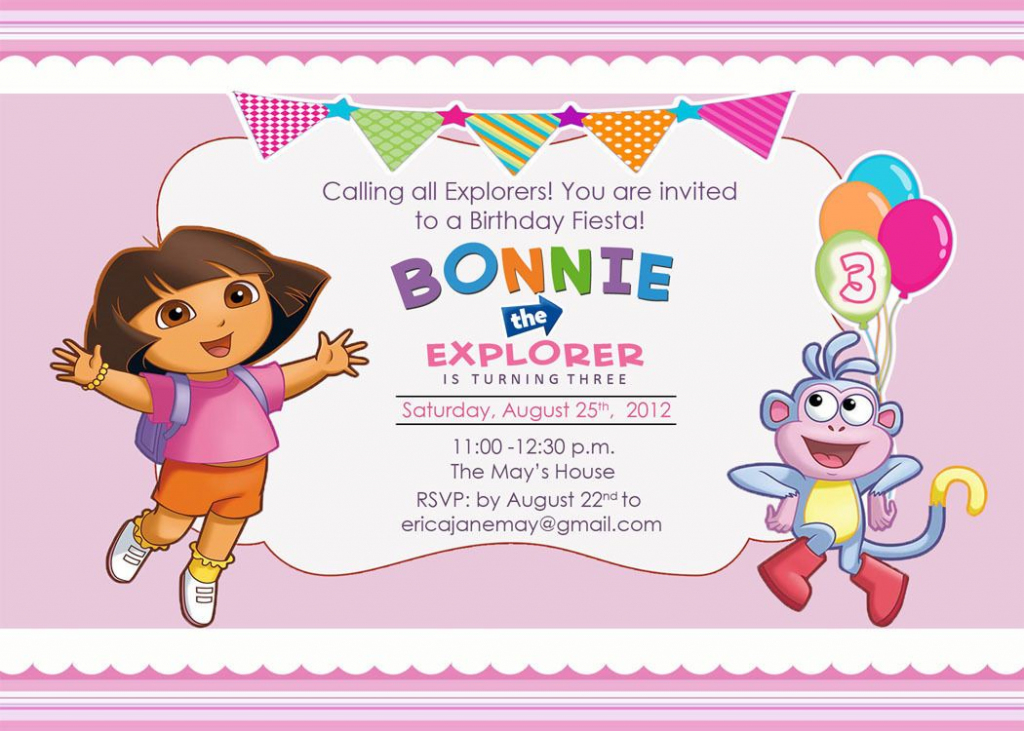 Download Free Template Dora The Explorer Birthday Party Invitations | Dora Birthday Cards Free Printable