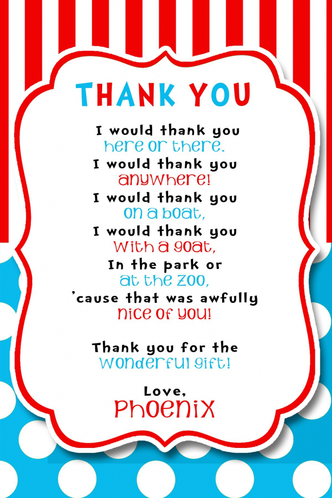 Dr Seuss Party Thank You! | Phoenix&amp;#039;s Dr Seuss Birthday Party! | Dr | Printable Dr Seuss Thank You Cards
