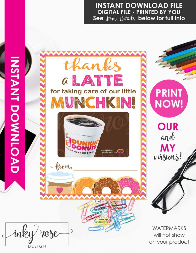 Dunkin Donuts Teacher Appreciation Gift Card Holder Printable | Etsy | Teacher Appreciation Gift Card Holder Printable