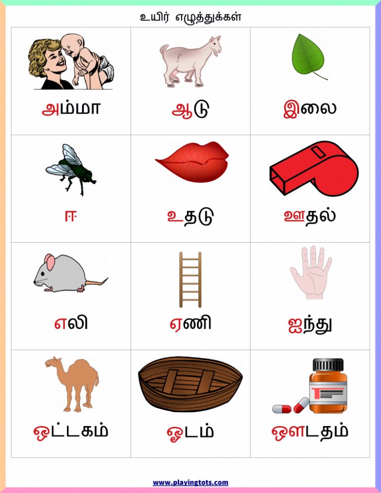 உயிர் எழுத்துக்கள் - Chart Keywords: Tamil ,free | Printable Tagalog ...