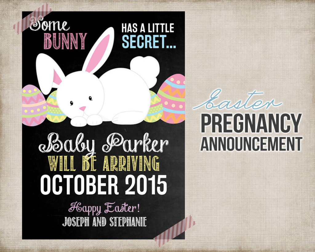 Easter Pregnancy Announcement Printable Card Sign Bunny | Etsy | Free Printable Pregnancy Announcement Cards