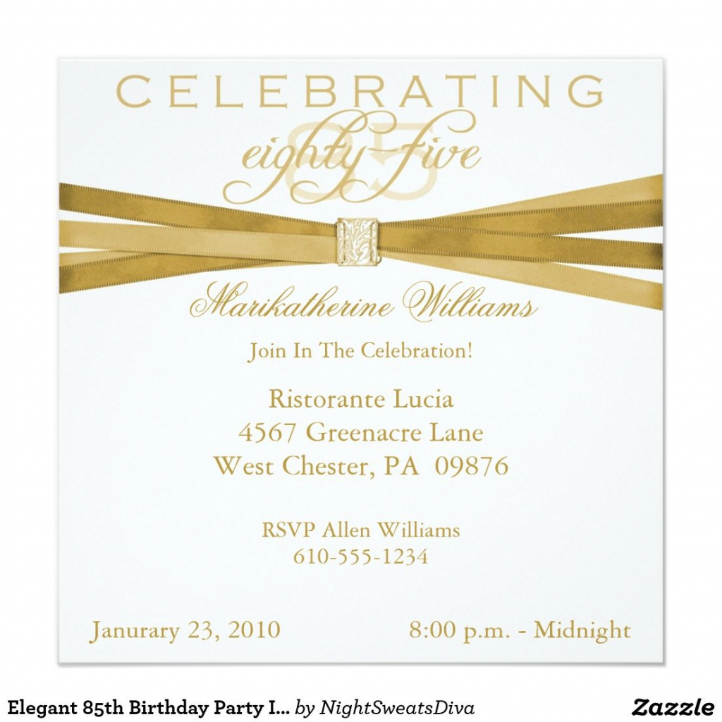 Elegant 85Th Birthday Party Invitations | Zazzle | Party Ideas | 75Th Birthday Invitation Cards Printable