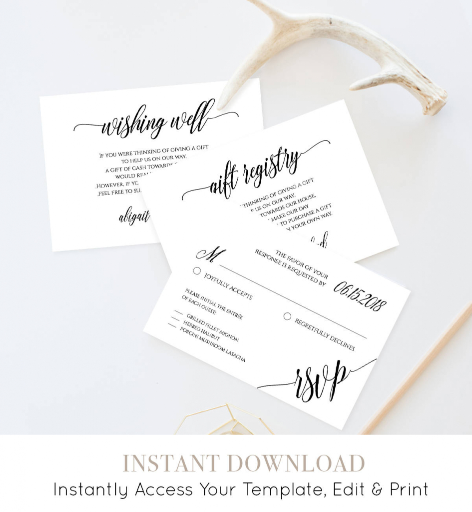 Enclosure Card Template, Printable Insert Card, Editable File For | Free Printable Registry Cards