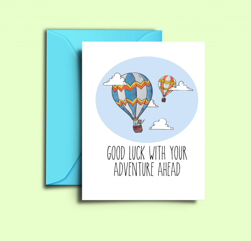 Farewell Card For Friends Hot Air Balloon Printable Good Luck | Etsy | Going Away Card Printable