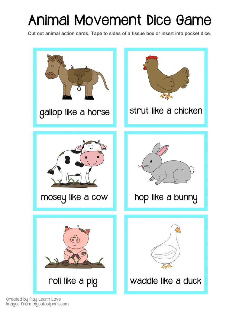 Farm Animal Gross Motor Game Printable - From Play Learn Love | Farm Animal Cards Printable