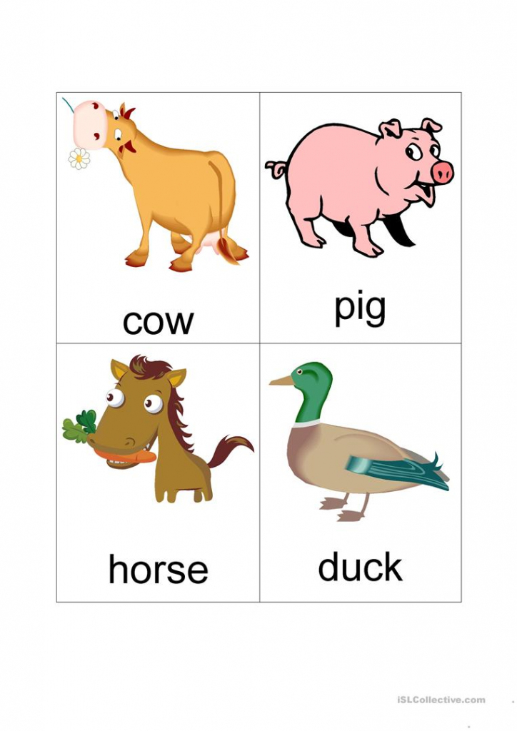 Farm Flash Cards (Set Of 16) Worksheet - Free Esl Printable | Free Printable Farm Animal Flash Cards