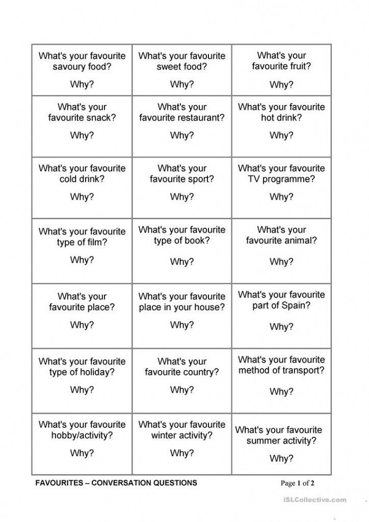 Printable Conversation Cards