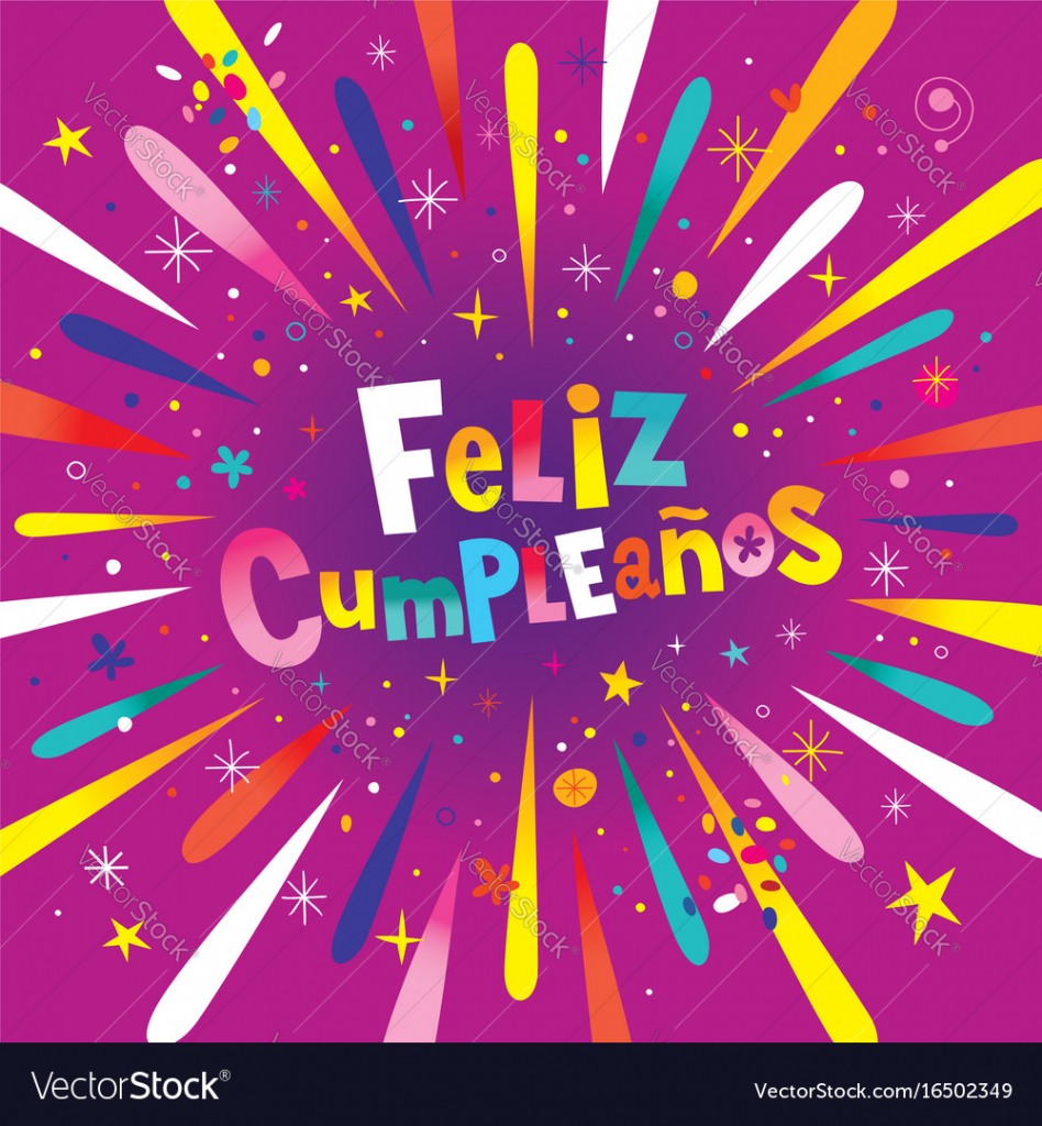 Feliz Cumpleanos Happy Birthday In Spanish Card Vector Image | Happy Birthday In Spanish Card Printable