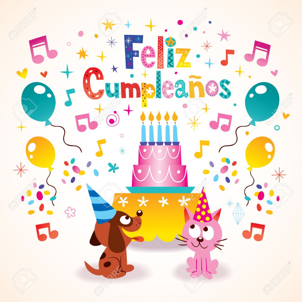 Feliz Cumpleanos - Happy Birthday In Spanish Greeting Card Royalty | Free Printable Happy Birthday Cards In Spanish