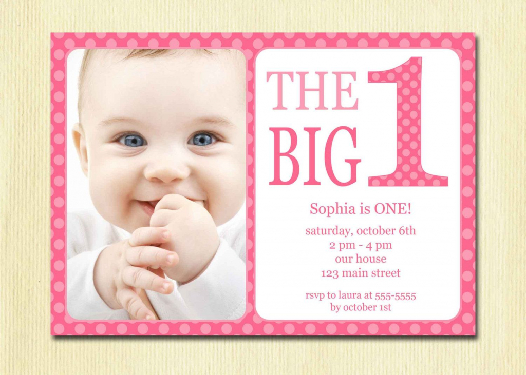 First Birthday Baby Girl Invitation - Diy Photo Printable Custom | Printable 1 Year Old Birthday Card