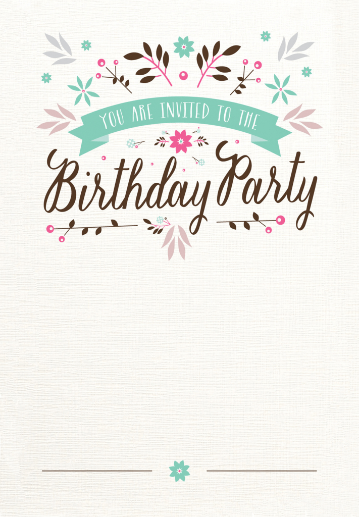 Flat Floral - Free Printable Birthday Invitation Template | 75Th Birthday Invitation Cards Printable
