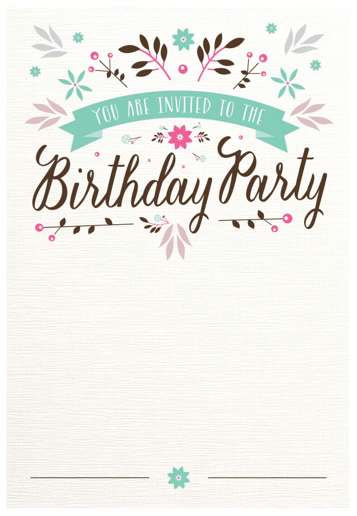 Flat Floral - Free Printable Birthday Invitation Template | Printable Birthday Invitation Cards For Adults