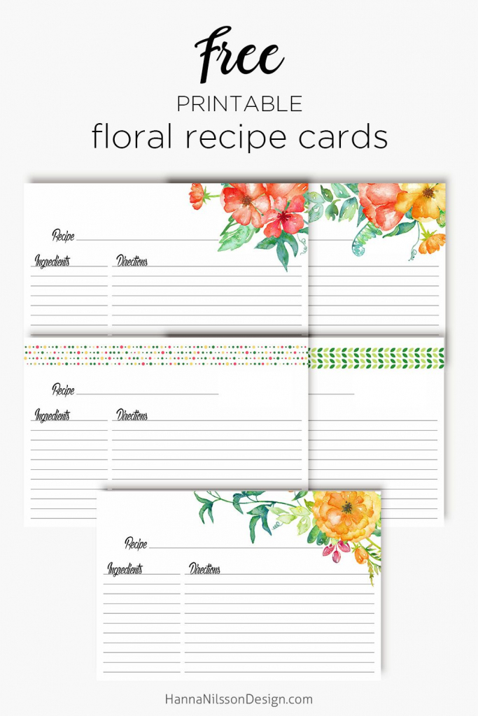 Floral Recipe Cards | Printable Love | Recipe Cards, Printable | Printable Recipe Card Template