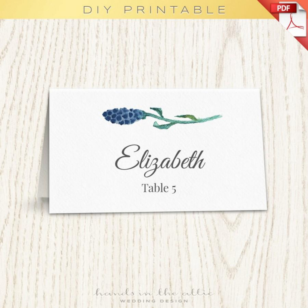 Floral Wedding Placecard Template, Printable Escort Cards, Wedding | Free Printable Damask Place Cards