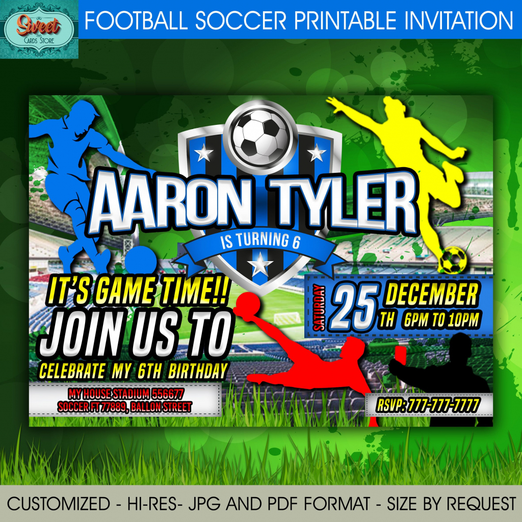 Football Soccer Printable Digital Invitation Sport Party | Etsy | Soccer Referee Cards Printable