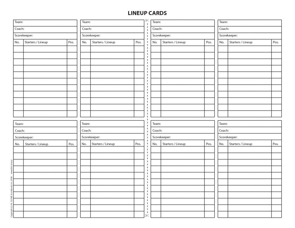 Free Baseball Lineup Card - Kleo.bergdorfbib.co | Printable Softball Lineup Cards