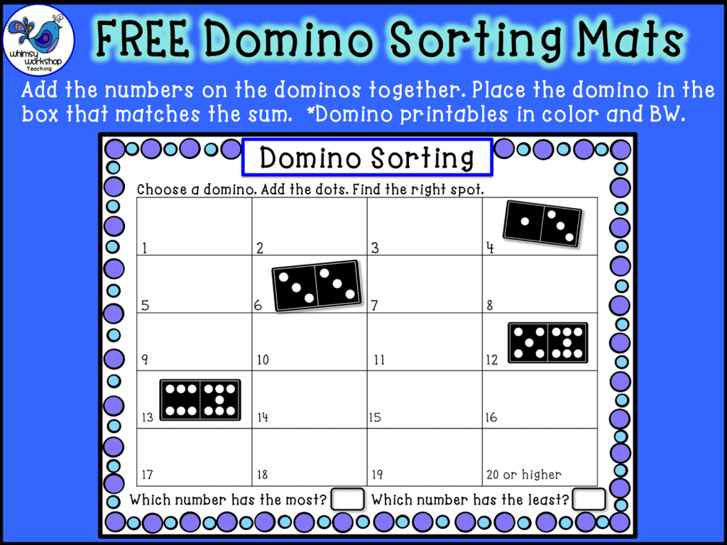 Free Domino Sorting Mats | Teaching Tools | Math Addition | Printable Domino Cards For Math