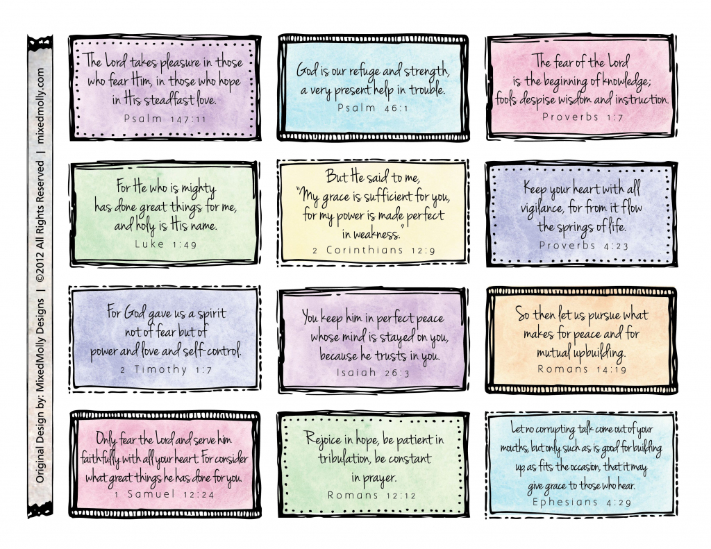 Free Downloadable Scripture Cards. Print On Card Stock And Place On | Printable Bible Verse Cards