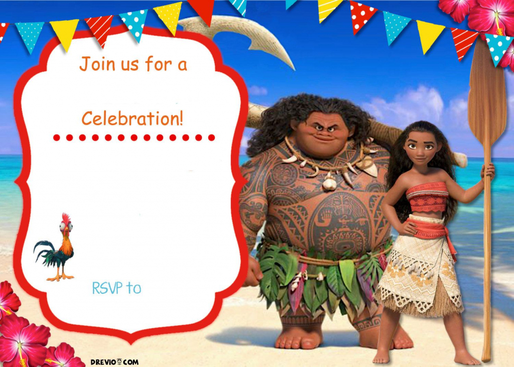 Free Moana Birthday Invitation | Zoey 4Th Birthday | Moana | Free Printable Moana Birthday Cards