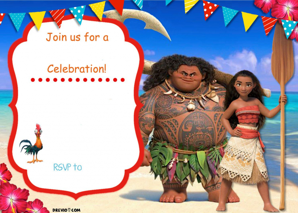 Free Moana Birthday Invitation | Zoey 4Th Birthday | Moana | Moana Birthday Card Printable