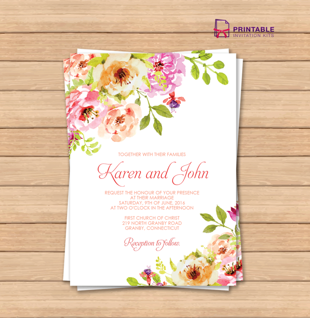 Free Pdf Wedding Invitation Template With Editable Texts. Vintage | Printable Wedding Invitation Card Sample