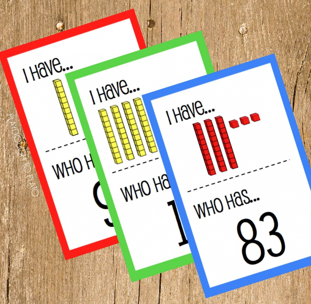 Free Place Value I Have, Who Has - Playdough To Plato | Base Ten Picture Cards Printable