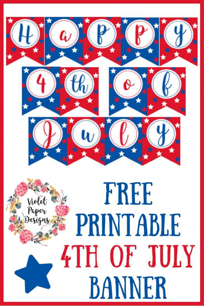 Free Printable 4Th Of July Banner | Banners | Imprimibles, Verbos | Happy 4Th Of July Cards Printable