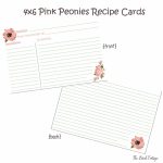 Free Printable 4X6 Pink Peonies Recipe Cards From The Birch Cottage | Free Printable Photo Cards 4X6