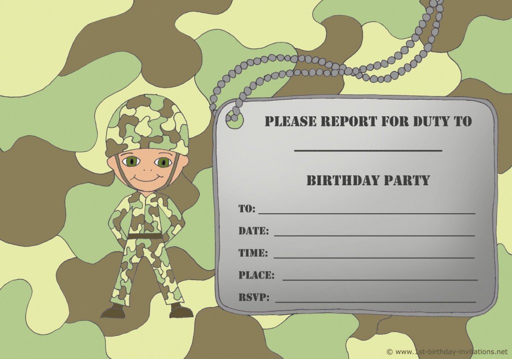 Free Printable Birthday Invitations For Boy - New Birthday Card | Army Birthday Cards Printable