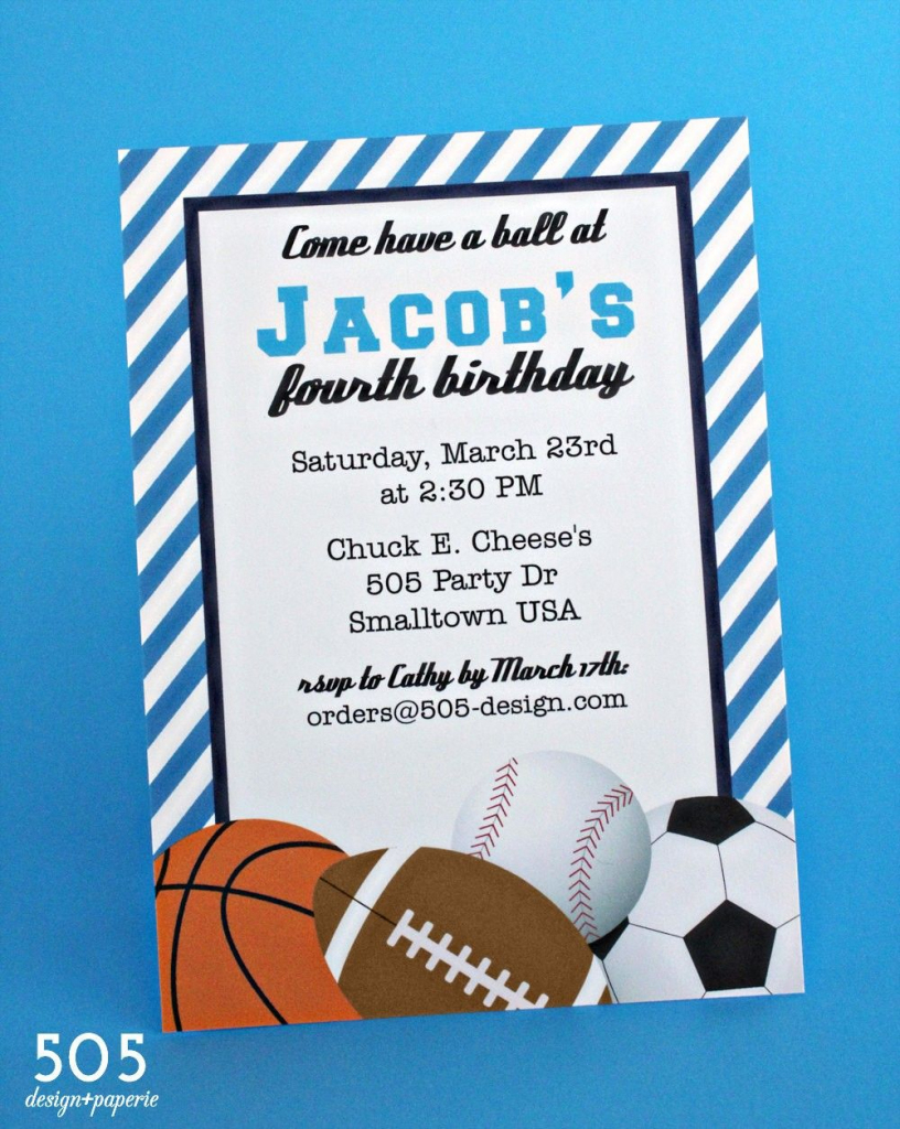 Free Printable Birthday Invitations For Boys Sports | Jamie&amp;#039;s 13Th | Printable Sports Birthday Cards