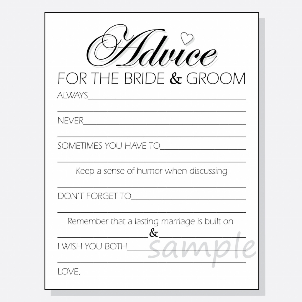 Bridal Shower Advice Cards Free Printable