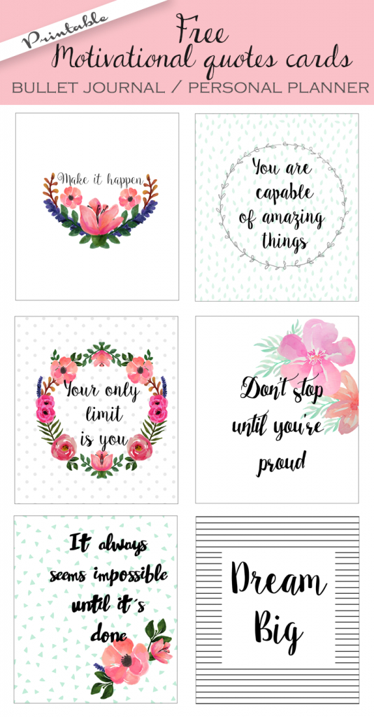 Free Printable Bullet Journal Cards. Personal Planner Cards | Free Printable Personal Cards