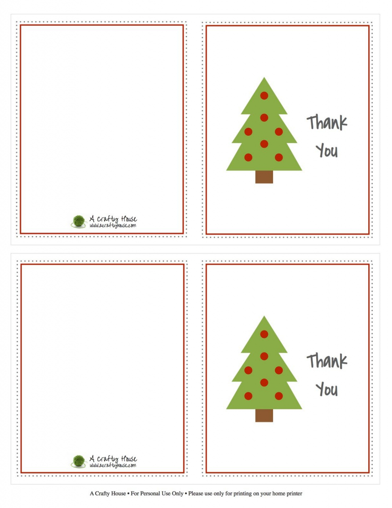 Free Printable Christmas Card Thank You Note | A Crafty House | Printable Christmas Thank You Cards