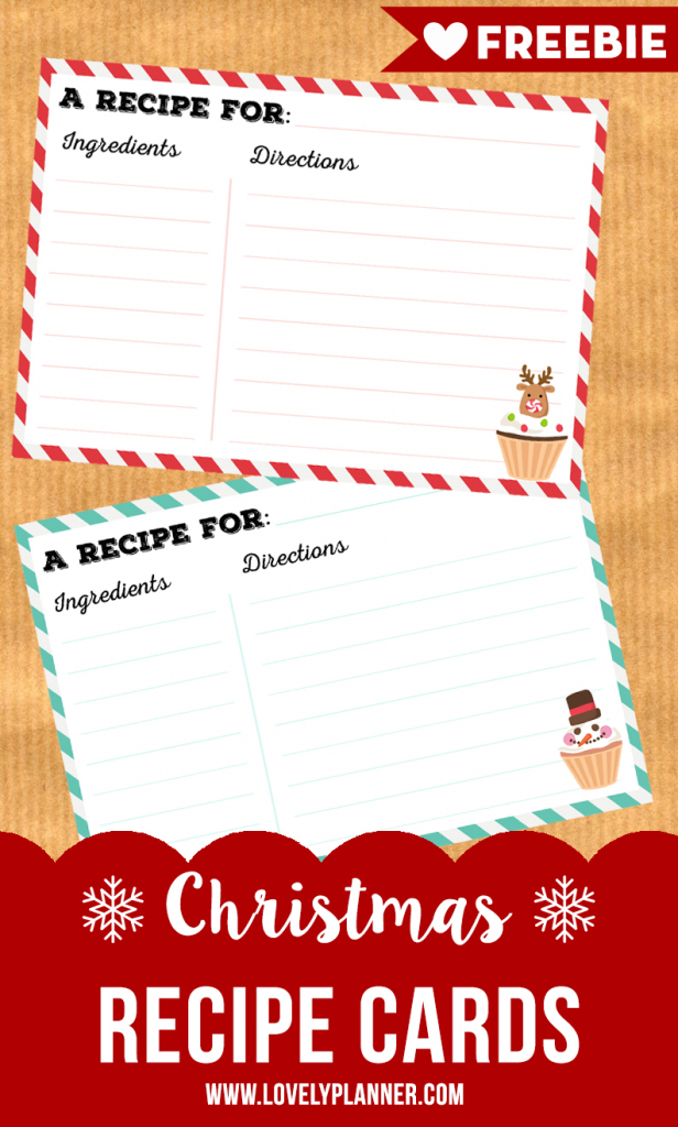 Free Printable Christmas Recipe Cards - Lovely Planner | Printable Recipe Cards For Christmas